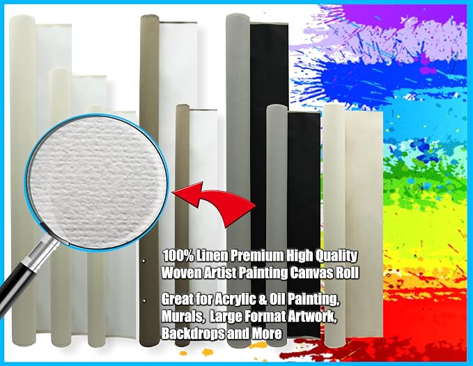 Linen Canvas Rolls for Painting Large Blank Canvas Fabric by the Yard. 84"x2.5 Yd (7.5 Ft) 14oz Universal Triple Primed Artist Linen Canvas Roll. Belgian Linen Alternative for Painters, SDK Murals - Image 2