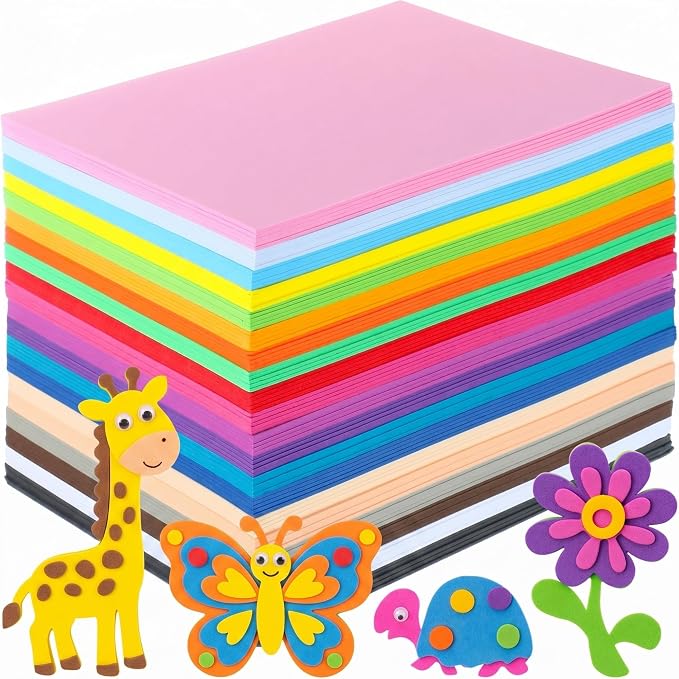 Pangda 100 Pcs 9 x 12 Inch EVA Craft Foam Sheet Crafts, 20 Colors | 2mm Thick Sheet Craft, Colorfed Crafting Handicraft Paper Set, for DIY Arts Scrapbooking School Classroom Project Supplie by Pangda