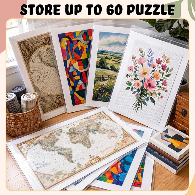 Feifeiya 30 Pack Large Puzzle Storage Bags with Boards, 24 x 30 in | 30 sealed PE bags with backing boards, waterproof and dustproof, clear design, fits 1000 piece puzzles - Image 7