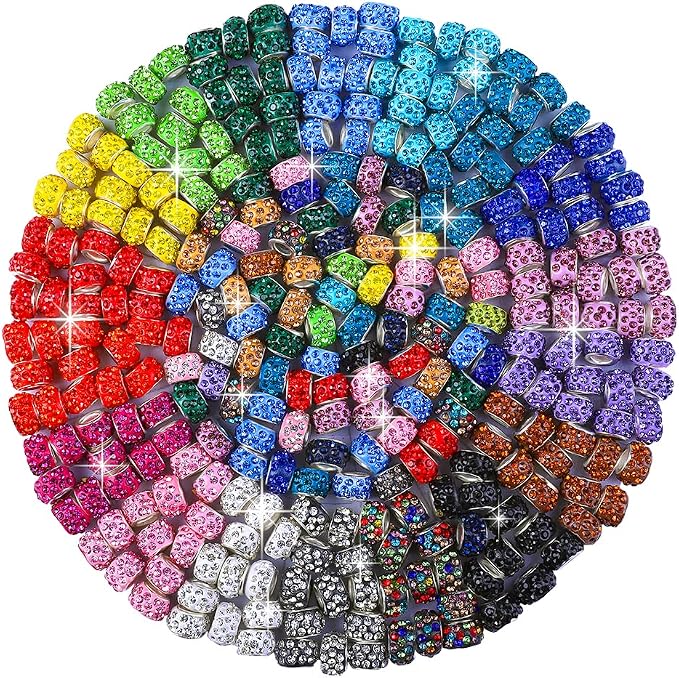 Aipridy European Large Hole Beads, Colorful Glass Charm Beads Set, Assorted Patterns and Designs Rhinestone Craft Beads for DIY Bracelet Jewelry Making (216, Mixed Pack by Color) - Image 6