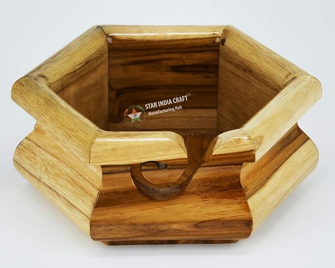 Handmade Rosewood Yarn Storage Bowl for Knitting & Crocheting by STAR INDIA CRAFT | A Perfect Yarn Storage Bowl for Yarn Winder & Crochet Hook Accessories Holder (7 x 4", Hexagonal) - Image 2