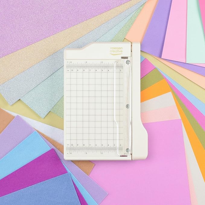 Vaessen Creative Trim Easy Mini Guillotine Cutter, 4 x 6 inches, Trimmer for Cutting Paper, Cardstock, Foam, Thin Felt, Cork Sheets and Other Craft Materials, 4 x 6, White/Pink - Image 6
