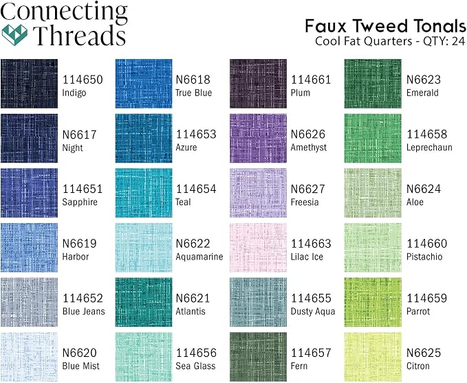 100% Cotton Fat Quarters Fabric Bundles for Sewing | 24 pieces of 18x22 inch assorted precut cotton fat quarters in the Faux Tweed Tonals collection - Image 2
