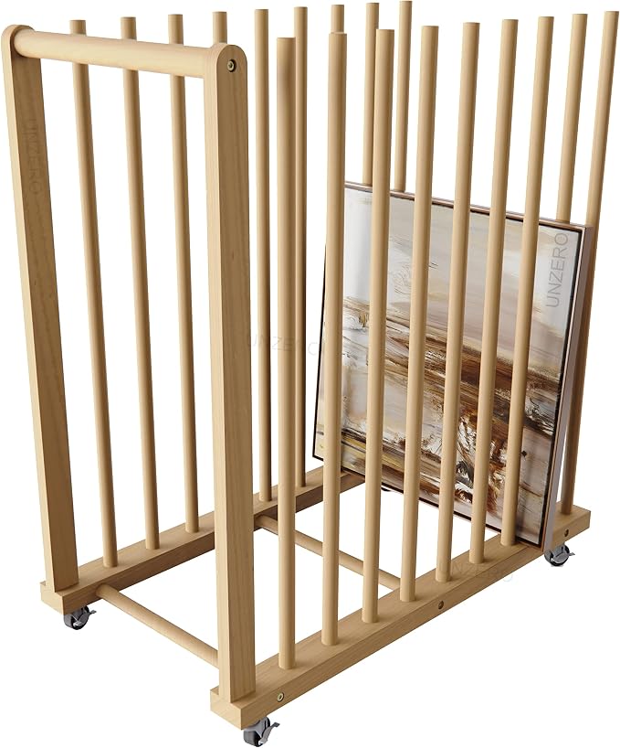 Art Storage Rack, Art Canvas Storage, Canvas Boards Rack Art Storage with Handle & Caster Wheels for Drawing Board, Panel, Paper Pad for Art Studios, Artworks, Gallery by UNZERO