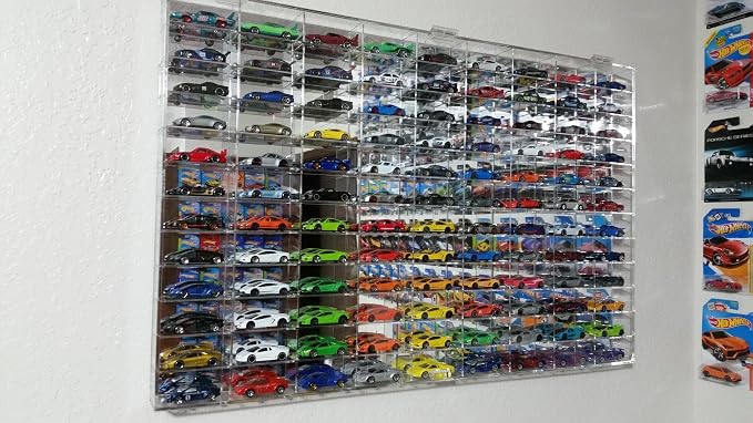 Clear Display Case Wall Cabinet for 1:64 Hot Small Toy Car Wheels Scale Matchbox Hot Toy Cars Collection Storage Display (108 Slots, 32" X 21") - Image 5