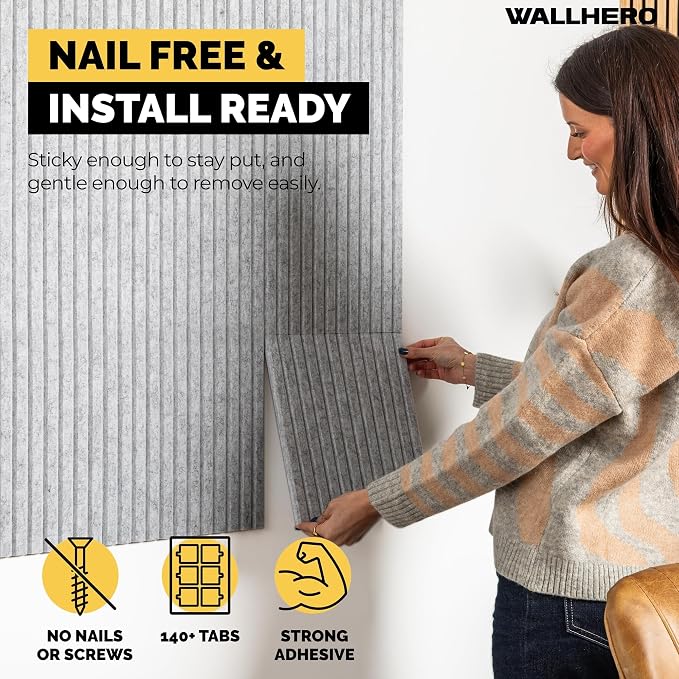 Office Cork Board, 59"x36" | 15 Pack | Felt Tiles for Wall, Tac Board, Large Felt Board, Wall Protector for Dart Board, (Gray Marble Slats) - Image 2