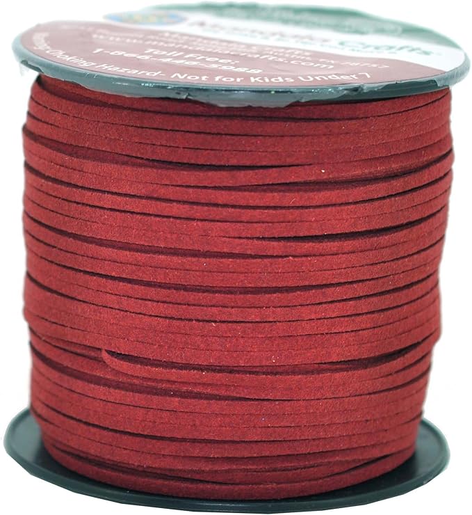 Mandala Crafts Faux Suede Cords Maroon Leather Cords for Jewelry Making - 2.65mm Leather Laces Leather Strips Flat Vegan Leather Strings for Dream Catchers Supplies by MandalaCrafts