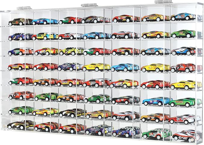 Clear Display Case Wall Cabinet for Hot Small Toy Wheels 1/64 Scale Matchbox Toy Cars Collection Storage Display (56 Slots, 24" X 14") - Image 8