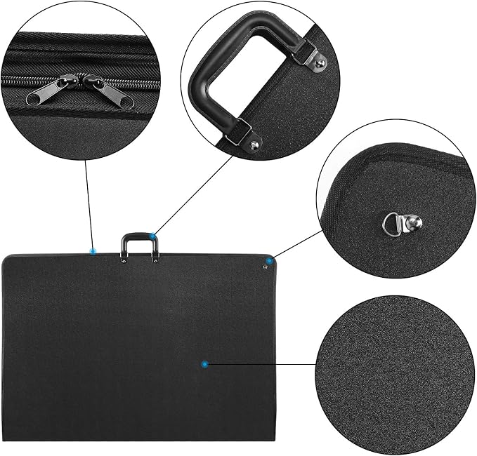 Professional Art Portfolio Case - 24 x 36 Inches - Light Weight & Durable - Shoulder Strap & Handle Options - Three Inside Pockets - Water Resistant - Documents Posters Monitors - Image 7
