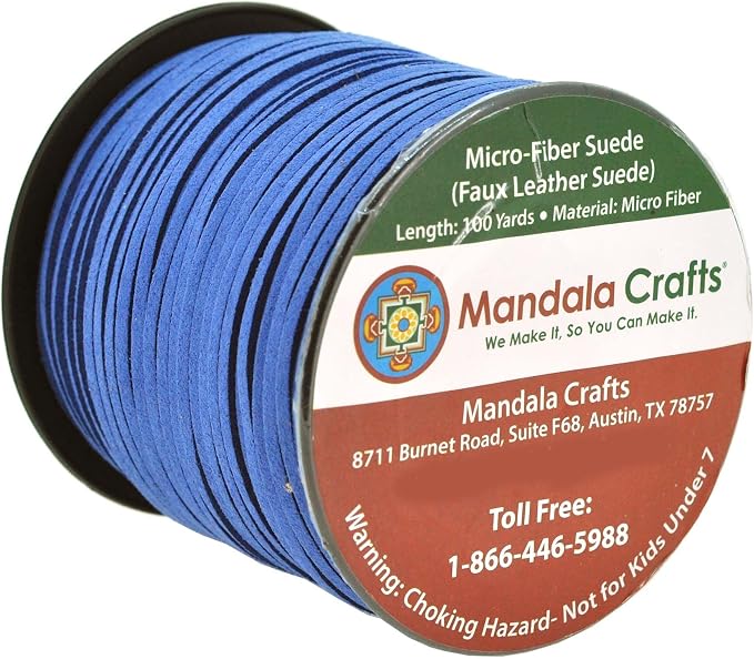 Mandala Crafts Faux Suede Cords Denim Blue Leather Cords for Jewelry Making - 2.65mm Leather Laces Leather Strips Flat Vegan Leather Strings for Dream Catchers Supplies - Image 2