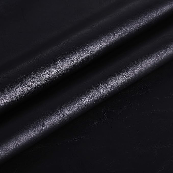 Premium Faux Leather Upholstery Fabric 1.2mm Thickness，Waterproof Upholstery Leather Distressed Bark Fabric(Black,Pre-Cut 36"x54") - Image 3