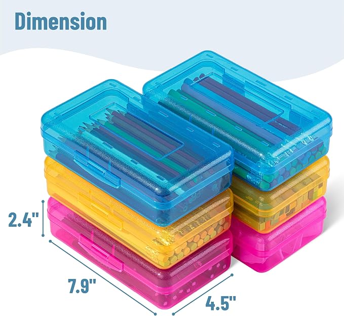 Mr. Pen- Plastic Pencil Case Box, 6 Pack | Large Crayon Marker Pen Organizer Bulk, Plastic Bead Organizing Container with Snap-Tight Lids, Clear Craft Storage Boxes - Image 3