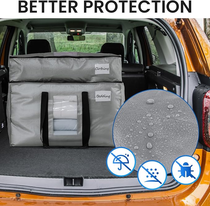 TAILI 2 Tier Moving Bags,2 Pack Silver Storage Bags with Visible Window | XXL Heavy Duty Totes For Home Storage,Wrap Around Handles,Storage Bags for College Dorm, Alternative to Moving Boxes - Image 8