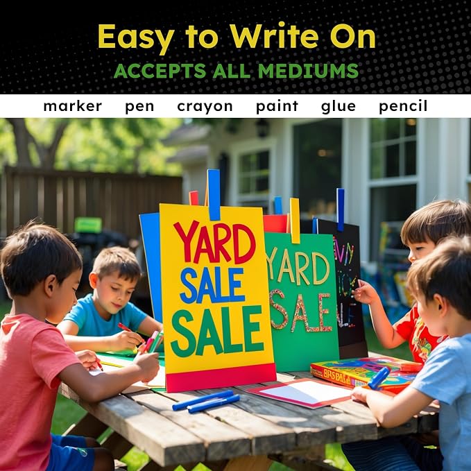 Hygloss Medium Colored Poster Board 11x14-50 Assorted Standard Color Bulk Pack - Red, Yellow, Green, Blue, Black - 10 Pt. Thickness Poster Board Paper, Posterboard Multipack 11" x 14" - Image 4