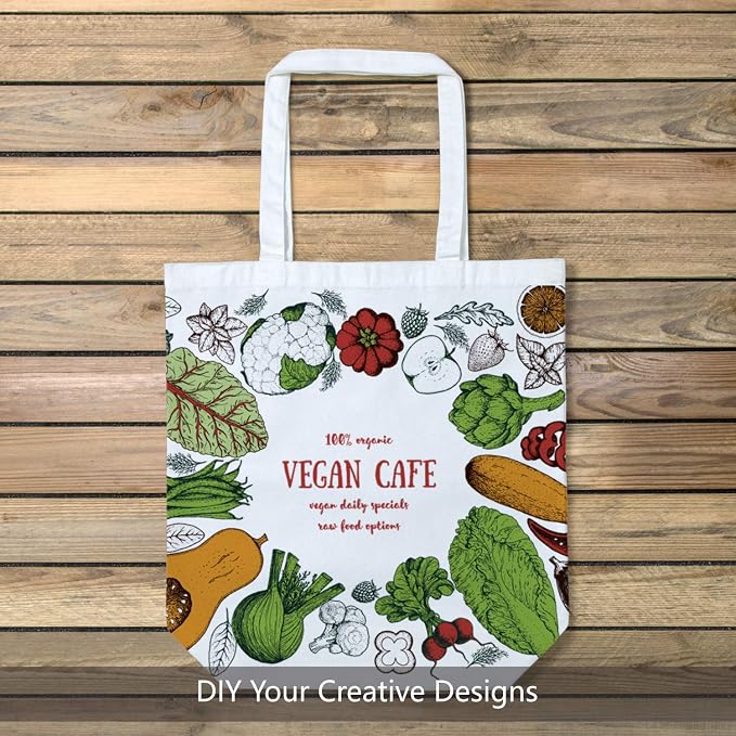 TOPDesign 2 | 6 | 12 Pack Super Strong Large 17.5"x16.5"x5" 10oz Cotton Canvas Tote, Reusable Grocery Shopping Bag, Blank White Bags for Crafts, DIY Your Creative Designs (Pack of 6) - Image 3