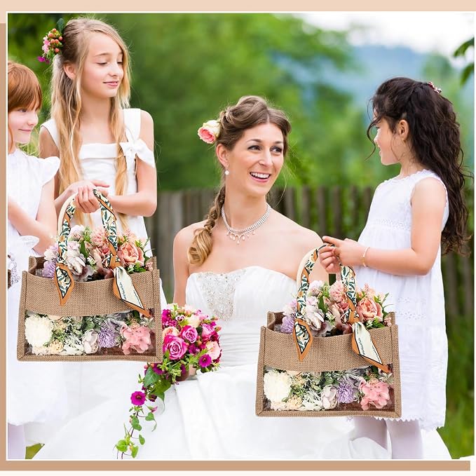 Reginary 16 Pcs Jute Tote Natural Burlap Gift Bags for Bridesmaid Wedding - Image 3