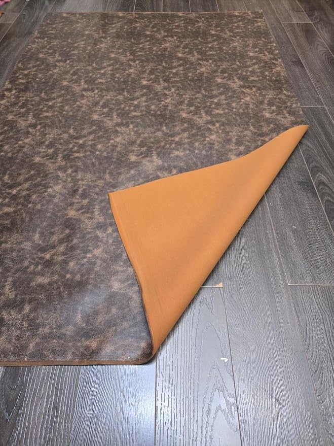 Brown Vintage Distressed Antiqued Faux Leather Fabric PU Peta Approved Vegan Leather by the Yard Synthetic Pleather 0.9 mm Nappa 1 Yard 36 x 54 inch Upholstery Fabric Sheet (Brown Vintage, 36"x54") - Image 7