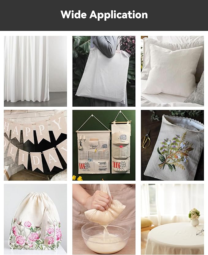 100% Cotton Muslin Fabric, 59 inch x 10 Yards, Bleached | Medium Weight, Muslin Linen Fabric Material, For Sewing Material Apparel Cloth - Image 6