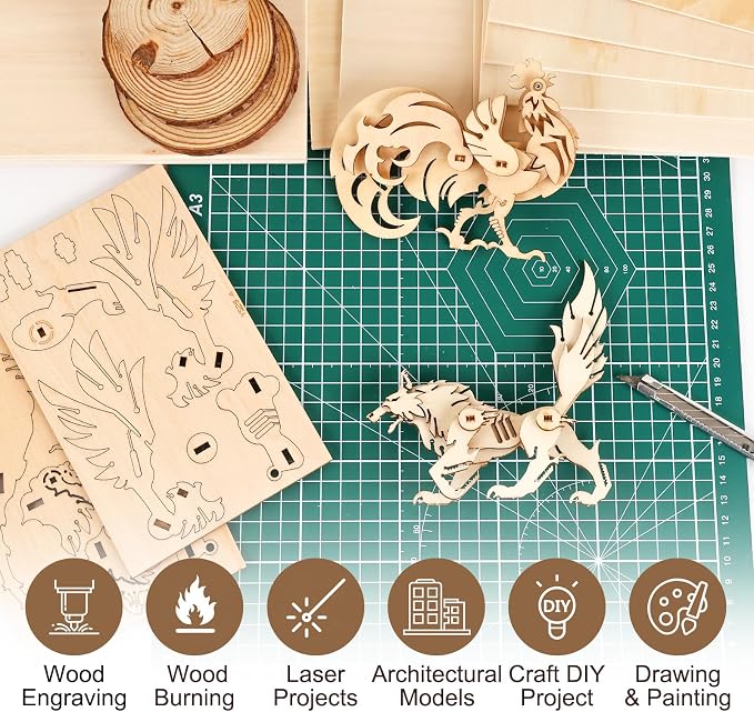 40 Pack Basswood Sheets for Crafts,12"x12"x1/8" 3mm Thick Plywood Sheets with Smooth Surfaces-Unfinished Squares Wood Boards for Laser Cutting, Wood Burning, Architectural Models, Staining - Image 3