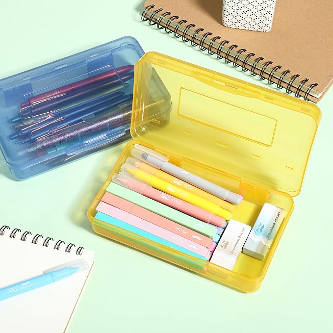 Mr. Pen- Plastic Pencil Case Box, 2 Pack, Large Crayon Marker Pen Organizer | Plastic Bead Organizing Container with Snap-Tight Lids, Clear Craft Storage Boxes, School Supplies - Image 7
