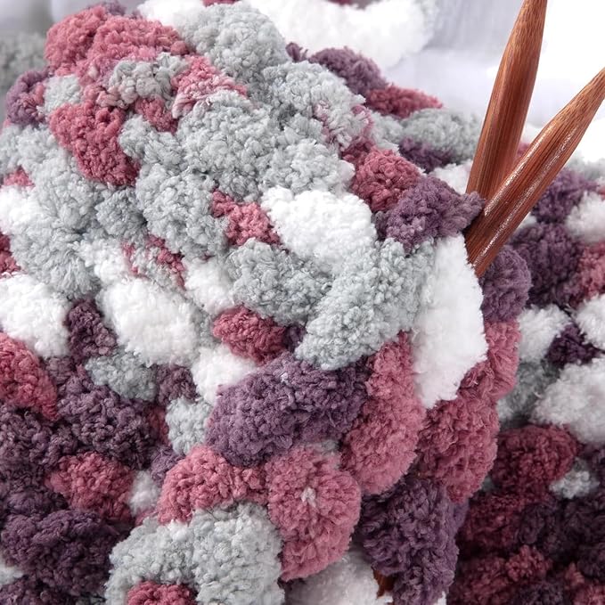 BALAPET Tie Dye Chunky Chenille Yarn for Crocheting & Knitting, Soft Fluffy Kitting Yarn Set, Multi Color Plush Yarn for Handcrafts Weaving Making Blankets (8, Red Purple) - Image 6