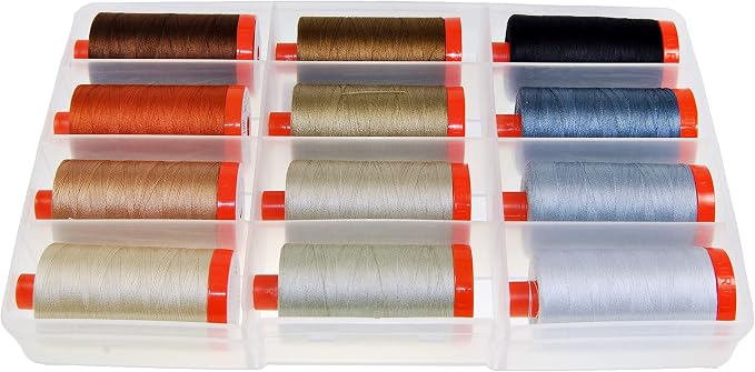 Aurifil Thread Set THE PERFECT BOX OF NEUTRALS By Pat Sloan 50wt Cotton 12 Large (1422 yard) Spools - Image 2