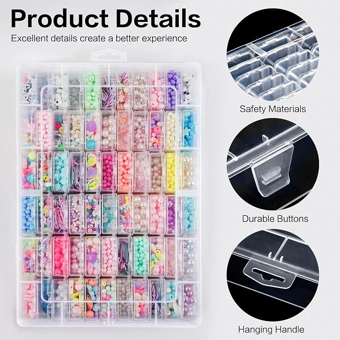 DILIBRA Large Bead Organizer Box, 132 Pcs Small Clear Storage Containers | Mini Bead Organizers and Storage Craft Case with Handle for Jewelry Screws Seeds Diamonds Arts Small Parts with Labels - Image 4
