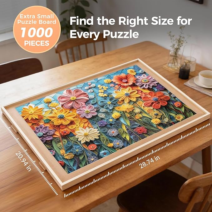 ALL4JIG 1000 Piece Rotating Puzzle Board with 4 Drawers 20.94"x28.74"Portable Wooden Jigsaw Puzzle Table for Adults,Lazy Susan Spinning Puzzle Boards Birthday Gift for mom,Surface for Lego Building - Image 2