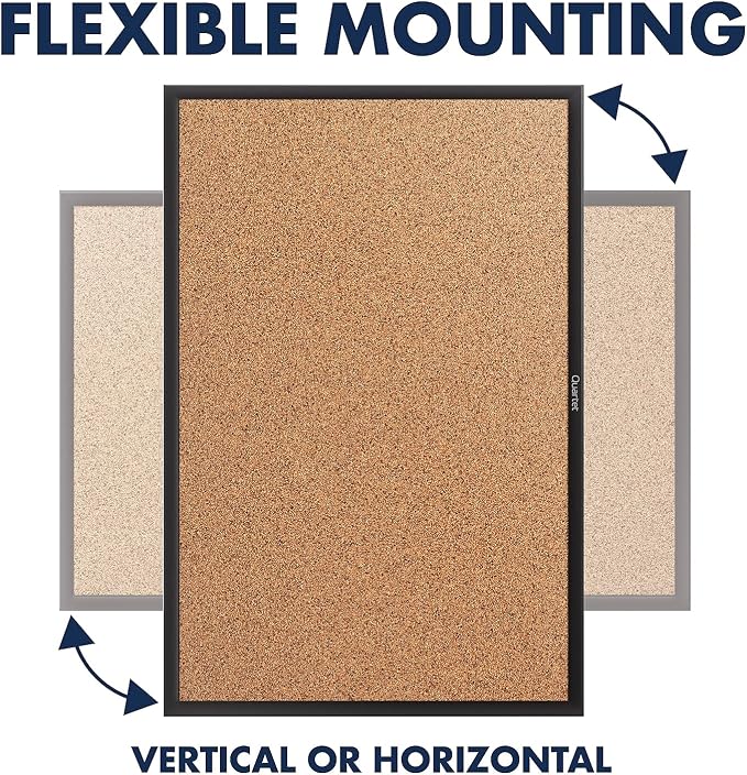 Quartet Cork Bulletin Board 60"W x 36"H Pin Board, Black Aluminum Frame (2305B) - Image 8