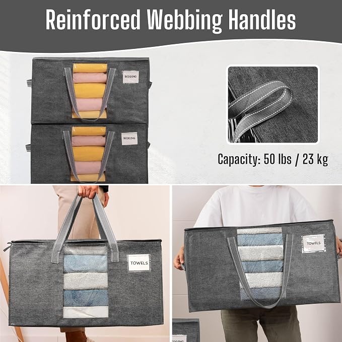 VENO Moving Bags, Wide Open Top, Clear Window, Gray, 8 Pack | Moving boxes Alternative, Heavy Duty, Storage Bags, Clothes and Comforter Storage, Packing Supplies, College Dorm Essentials - Image 5