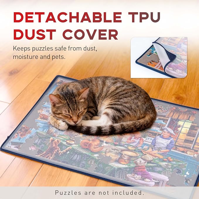 Tektalk Jigsaw Puzzle Board with 3 Angle Adjustable Bracket/Stand, Lightweight Portable Puzzle Mat with Dustproof Cover for Puzzle Storage Saver, Non-Slip Surface, Up to 1000 Pieces - Gray - Image 5