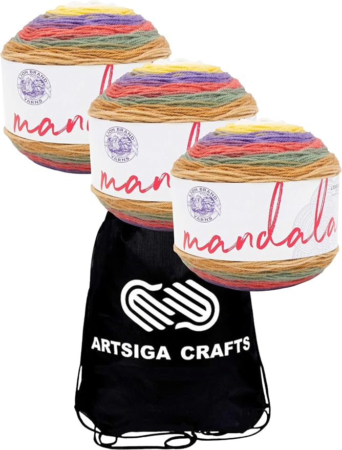 Lion Brand Yarn Mandala 525-276 Moomba | 3 Skeins, Same Dye Lot, Project Bag, CYC #3 DK-Light Worsted, 100% Acrylic, Ideal for Crochet, Knitting Baby Blankets by LionBrandYarn