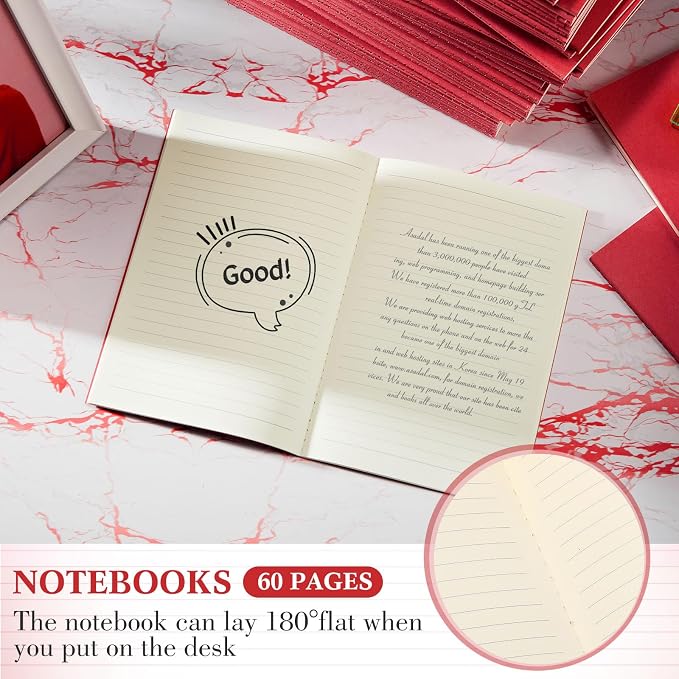100 Pcs A5 Journals Notebooks Bulk,Red,Lined | Kraft Softcover Small Notebooks 5.5 Inch x 8.3 Inch Notepads with 60 Page 30 Sheet for Writing Sketch Travel Office Supplies - Image 3