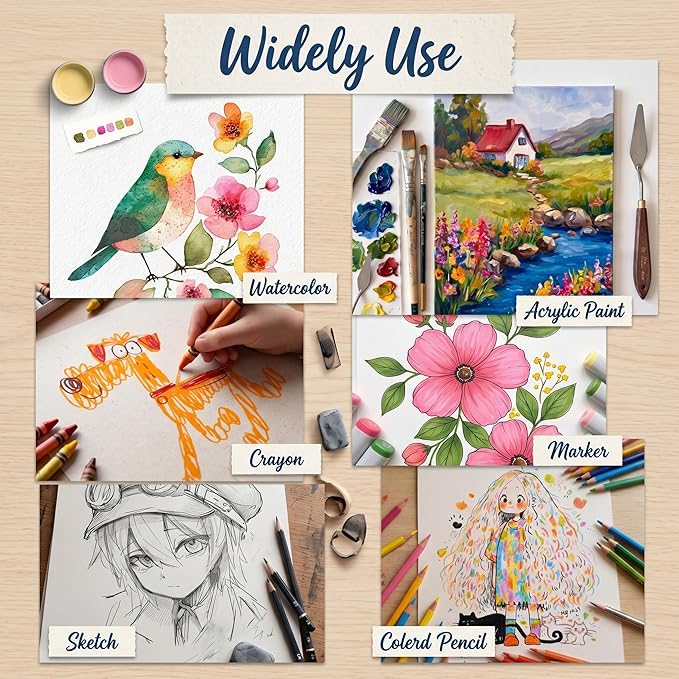 TaoBary 300 Pcs Watercolor Paper 8 X 12 Inch 230 GSM, Cold Press White | Bulk Packs Ideal for Beginner Class Practice, Acid-free Sketch Painting, Cold Press Texture Suits Adults Drawing Craft - Image 3