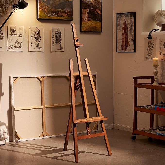 MEEDEN Painting Wooden Art Easel: Solid Beechwood Display Easel Stand Hold Canvas up to 43'' - Adjustable Easel from 57''-76" for Adults Student Studio Gallery - Walnut - Image 6