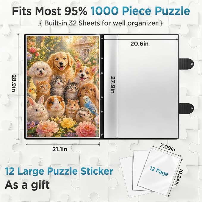 32 Pockets 28.9" *21.1" Puzzle Storage Book for 1000 Piece Jigsaws Dustproof Puzzle Book Holder with HD Film Portable Puzzle Binder for Finished Puzzles Ideal for Adult Kid Puzzle Enthusiasts - Image 3