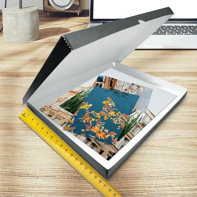 Golden State Art, Clamshell Archival Folio Storage Box 16x20, Gray | Acid-Free Photo Box with Metal Edge Corner, Preserve And Store Paper Documents Cards Prints Arts and Crafts DIY Projects - Image 3
