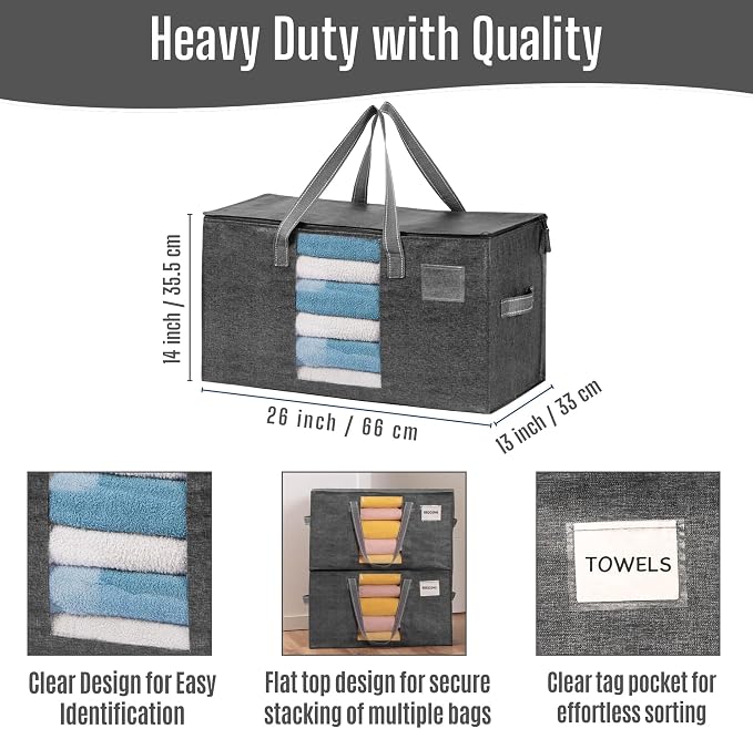 VENO Moving Bags, Wide Open Top, Clear Window, Gray, 8 Pack | Moving boxes Alternative, Heavy Duty, Storage Bags, Clothes and Comforter Storage, Packing Supplies, College Dorm Essentials - Image 4