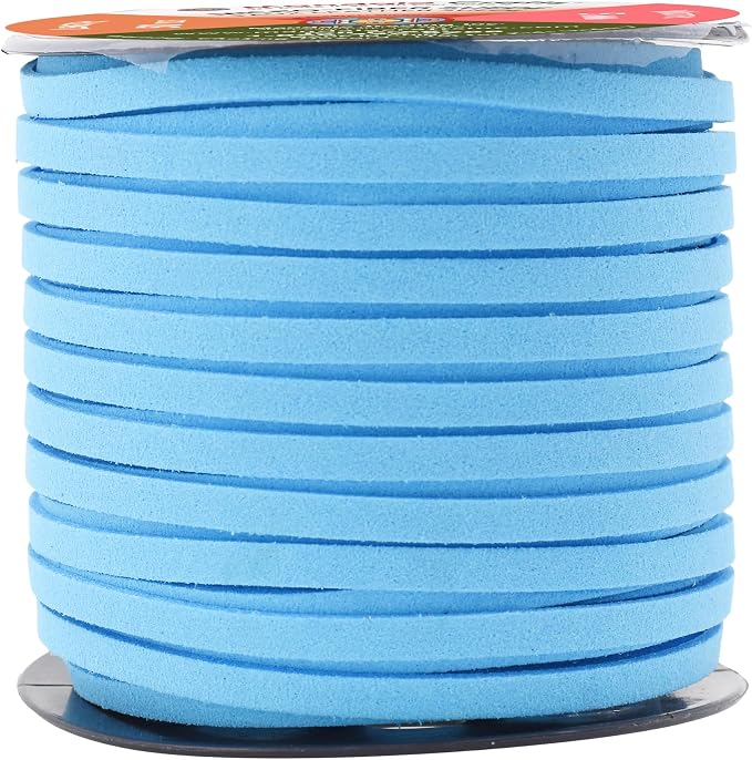 Mandala Crafts 5mm Sky Blue Faux Suede Vegan Leather, Jewelry Making | 50 Yards Durable Flat Leather Strings, Laces & Strips for Bracelets, Necklaces, Braiding, Dream Catchers Supplies & Chokers by MandalaCrafts