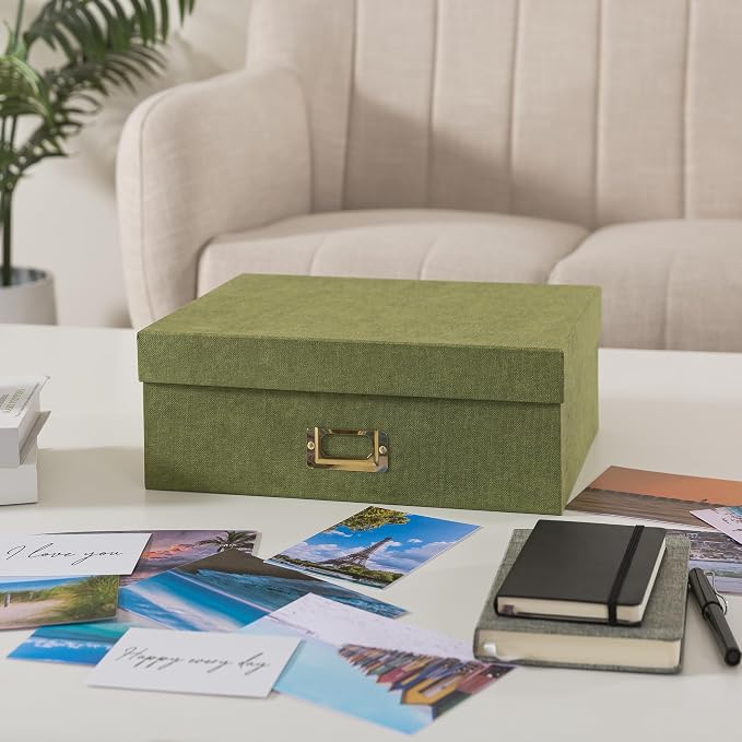 Soul & Lane - Photo Storage Box with 16 Inner Cases for 4x6 Pictures, Green | Picture Organizer with Dividers and Label Holder, Keepsake Card Container for Scrapbooking, Stationery and Craft Storage - Image 2