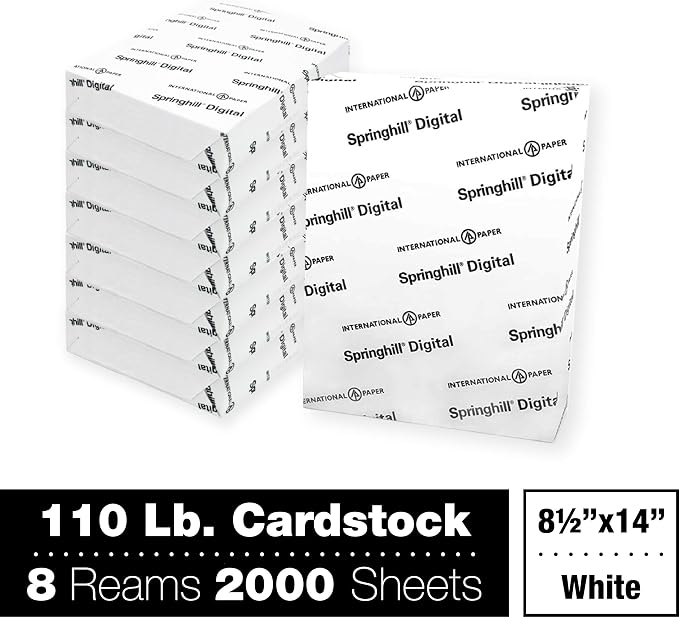 Springhill White 8.5” x 14” Cardstock Paper, 110lb, 199gsm – Premium Heavy Cardstock, Printer Paper with Smooth Finish for Greeting Cards, Flyers, Scrapbooking & More – 015314C, 2000 Sheets (8 Reams) - Image 2