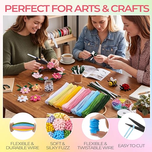 Libima 3800 Pcs Pipe Cleaners Bulk 10 Colors 12" Fall Pipe Cleaners Craft Set Chenille Stems Flower Kit 6mm Colorful Thanksgiving Day Autumn Gift Fuzzy Sticks Party Supply for DIY Art (Macaron) - Image 2