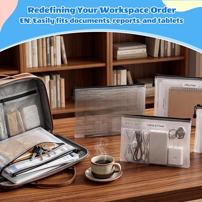 Zhehao 500 Pcs A4 Mesh Zipper Pouch Bags Bulk 13.2 x 9.5 Inches,Black | Large Clear Pencil File Storage Bags Waterproof Mesh Zipper Organizer for School Office Travel Organization Puzzle Supplies - Image 4