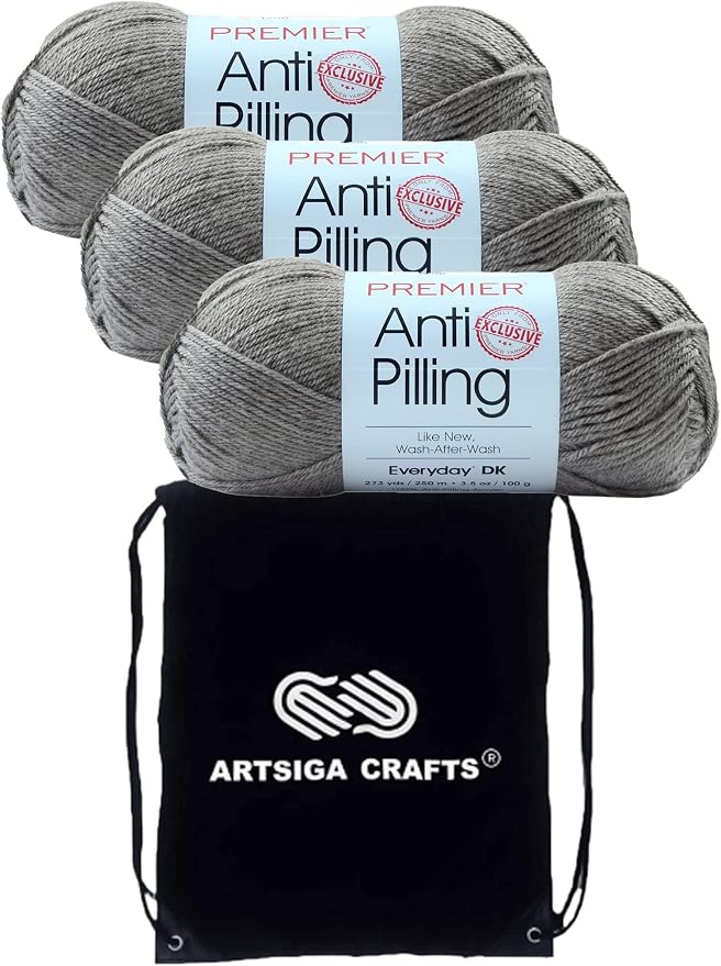Premier Yarns Anti-Pilling Everyday DK Dove 1107-27 | 3 Skeins, Same Dye Lot, Project Bag, #3 DK, 100% Anti-Pilling-Acrylic, Ideal for Crochet or Knitting Baby Blankets, Toys by Premier