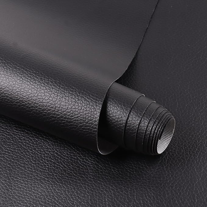 Marine Vinyl Fabric Waterproof Leather Material 55"×108" Black | Soft Marine Faux Leather Sheets 0.6mm Thick Anti-UV Non-Peeling for Upholstery Boat Seat Automotive Furniture DIY Crafting by CarElements
