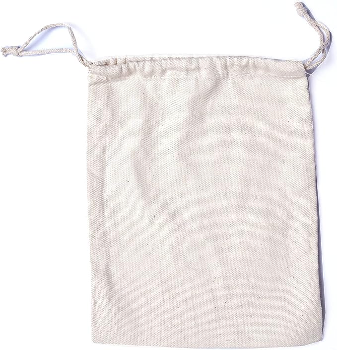 8"x12" COTTON DOUBLE DRAWSTRING MUSLIN BAGS (Natural Color)-12 count pack by CustomBagSupplies