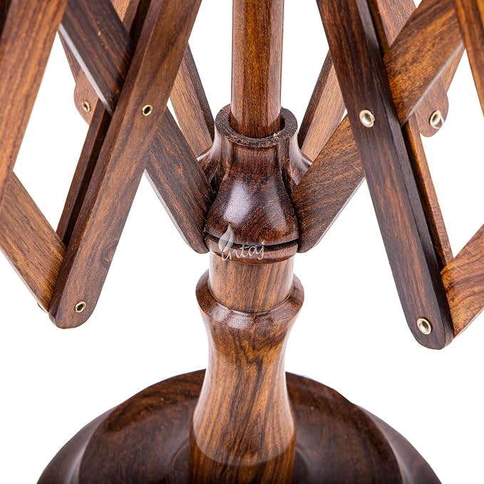 Rosewood Yarn Swift, Wooden Umbrella Hank Holder for Knitting | Umbrella swift opens to hold a full hank taut, spins freely, folds flat for storage, tabletop clamp. - Image 2