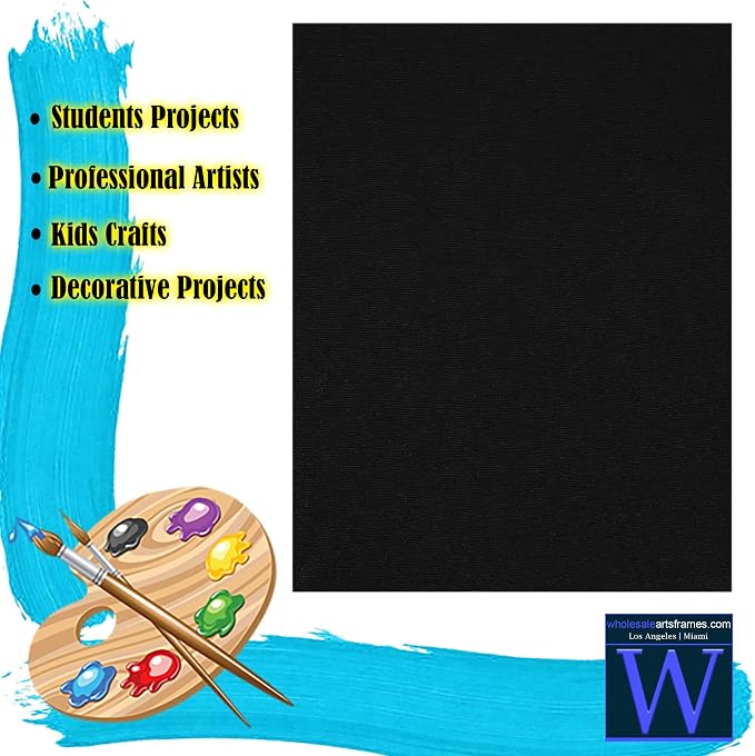 Black Canvas Panels 16x20 100 PackProfessional Cotton Artist Quality Acid Free Primed Canvas Boards for Acrylic, Oil and Wet or Dry Art Media for Crafts and Projects by WholesaleArtsFrames-com - Image 3