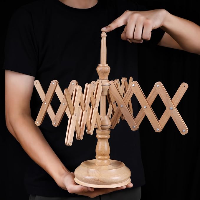 Artistic International Wooden Yarn Winder Set - Handcrafted Yarn Ball Winder for Knitting & Crocheting (Beechwood Swift AT) - Image 3