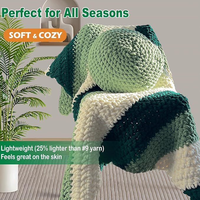 Chunky Chenille Yarn for Crocheting - Bulky Fluffy Yarn for Knitting -100% Polyester-Hand Knitting Blanket DIY (Sage Green, 8 Pack) - Image 5
